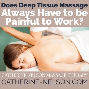 woman receiving massage from therapist using an elbow on the back